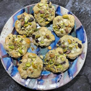 Pistachio and White Chocolate Gluten Free Cookies